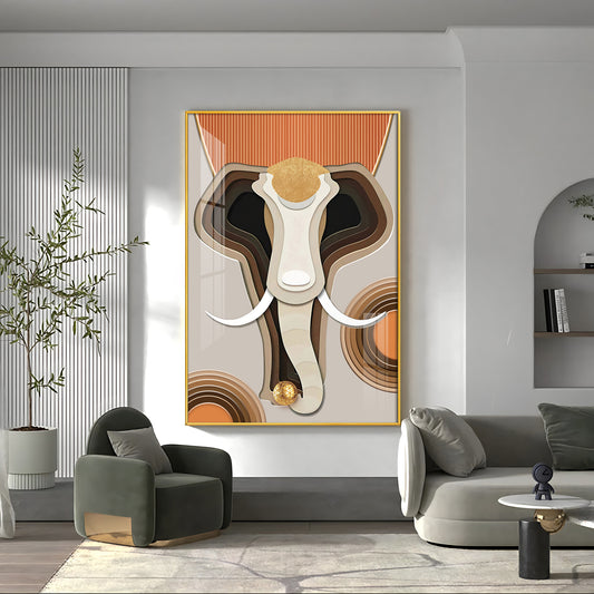 Elephantine Elegance Glass Finish Vertical Wall Art