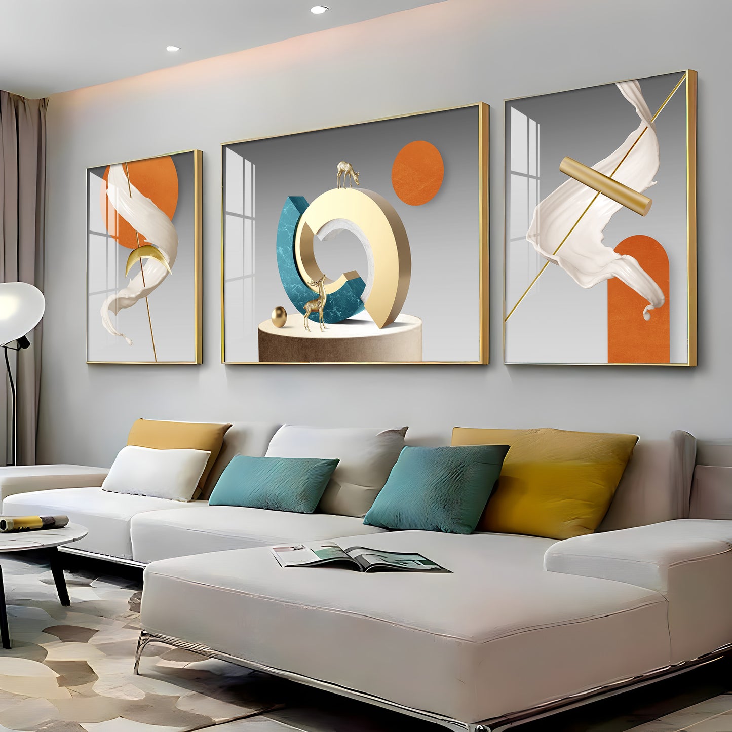 Vivid Abstract Glass Finish Wall Art (Set Of 3)