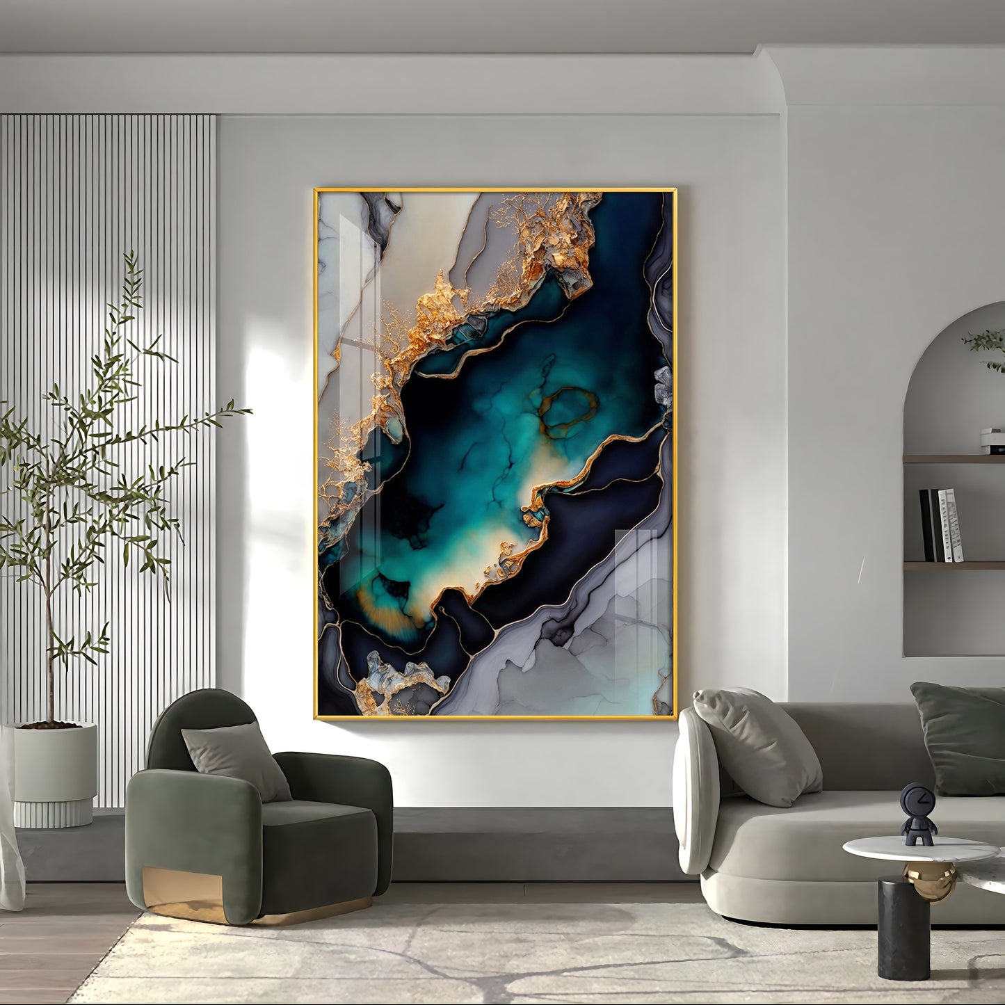 Mystic Waves Glass Finish Vertical Wall Art