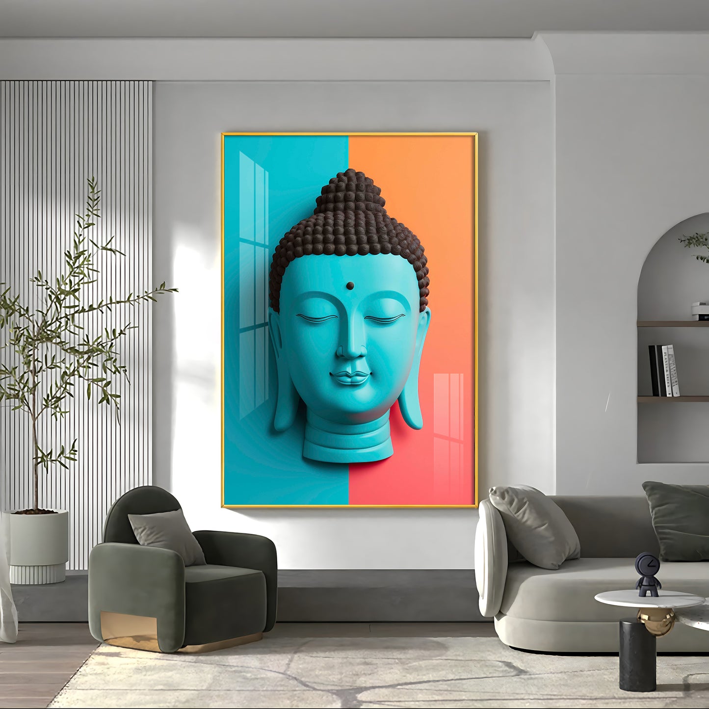 Buddha Calm Essence Glass Finish Vertical Wall Art