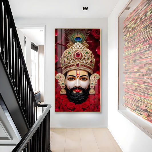 Shyam Baba Glass Finish Vertical Wall Art