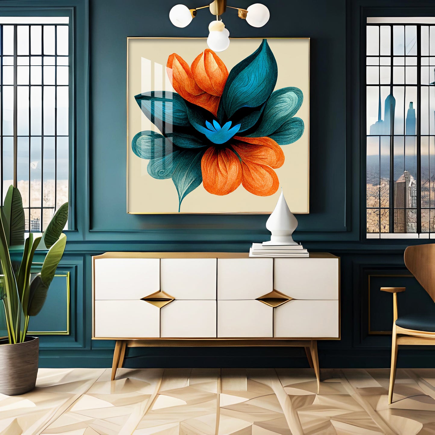 Abstract Ethereal Petals Glass Finish Square Wall Art