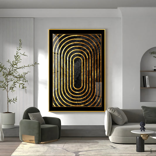 Golden Echoes Glass Finish Vertical Wall Art