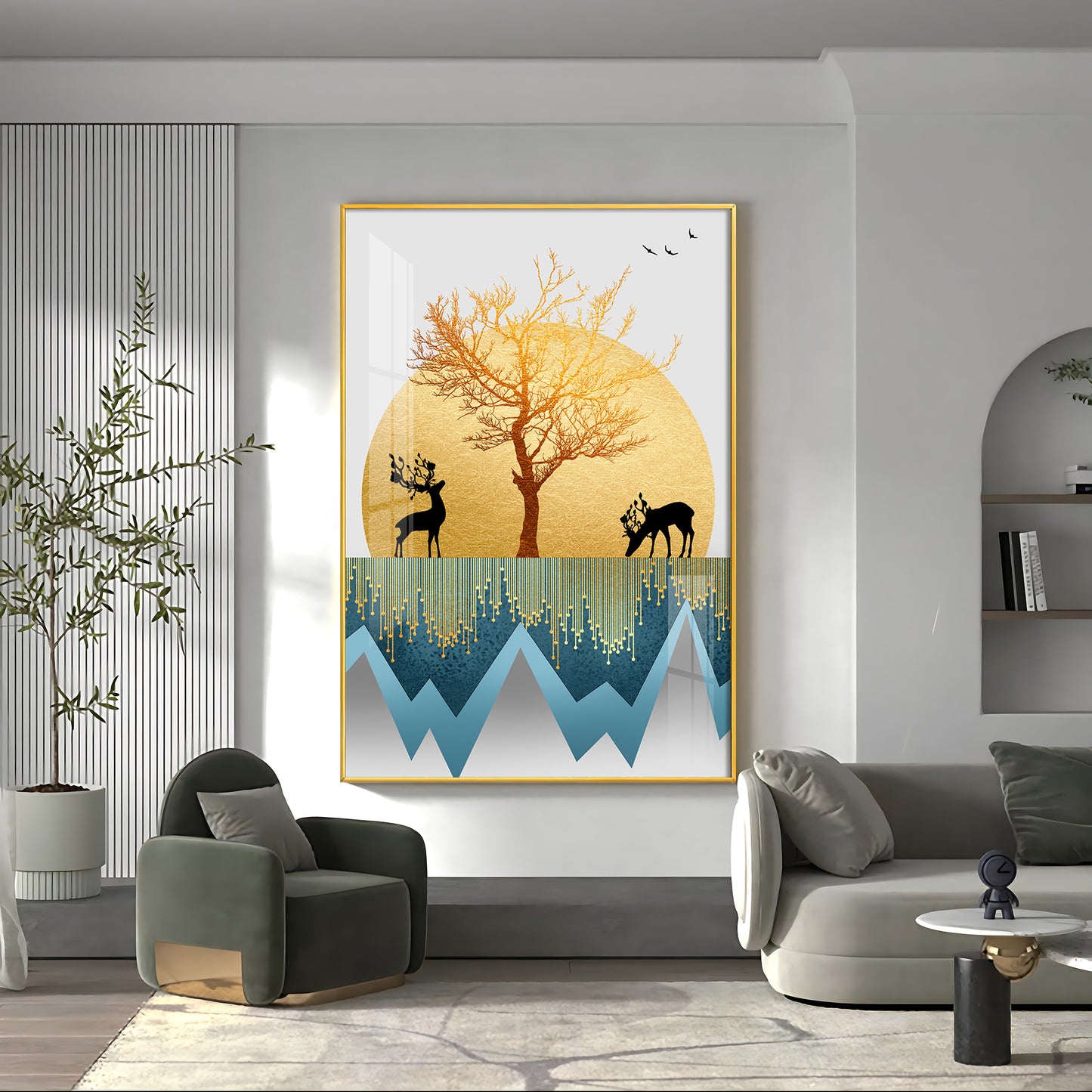 Mountain Whispers Glass Finish Vertical Wall Art