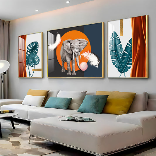Alpha Aura Glass Finish Wall Art (Set Of 3)