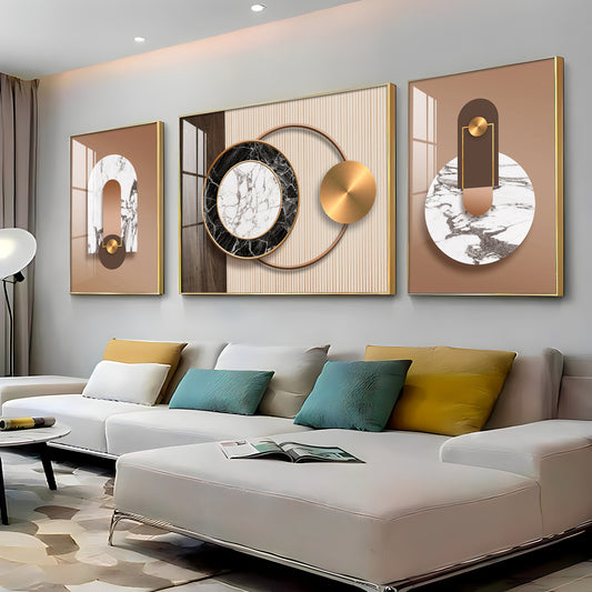 Brownstone Glamour Glass Finish Wall Art (Set Of 3)