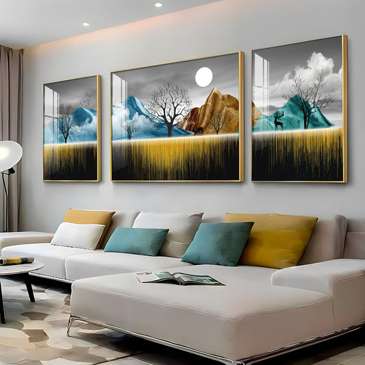 Imaginative Serenity Glass Finish Wall Art (Set Of 3)