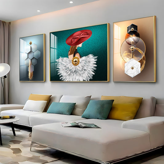 Retreat Abstract Glass Finish Wall Art (Set Of 3)