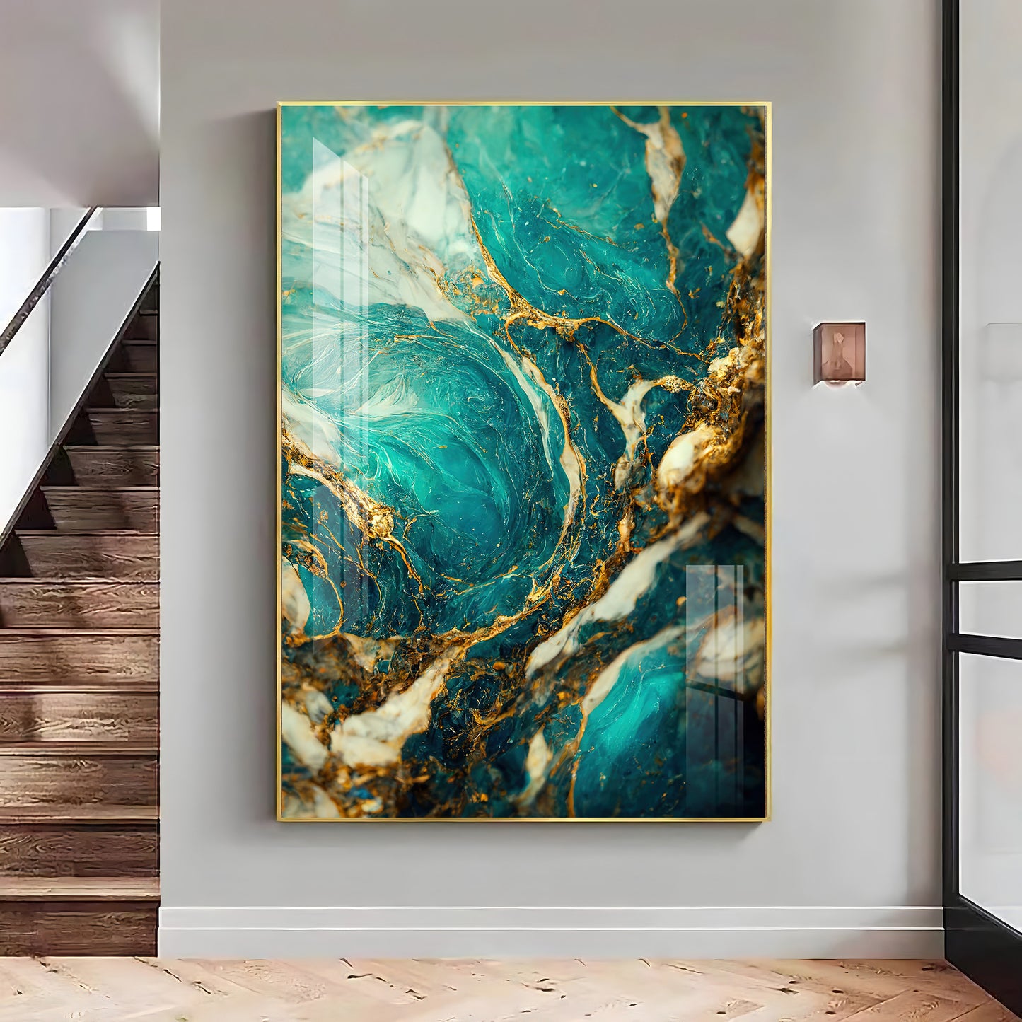 Opulent Ocean Glass Finish Vertical Wall Art