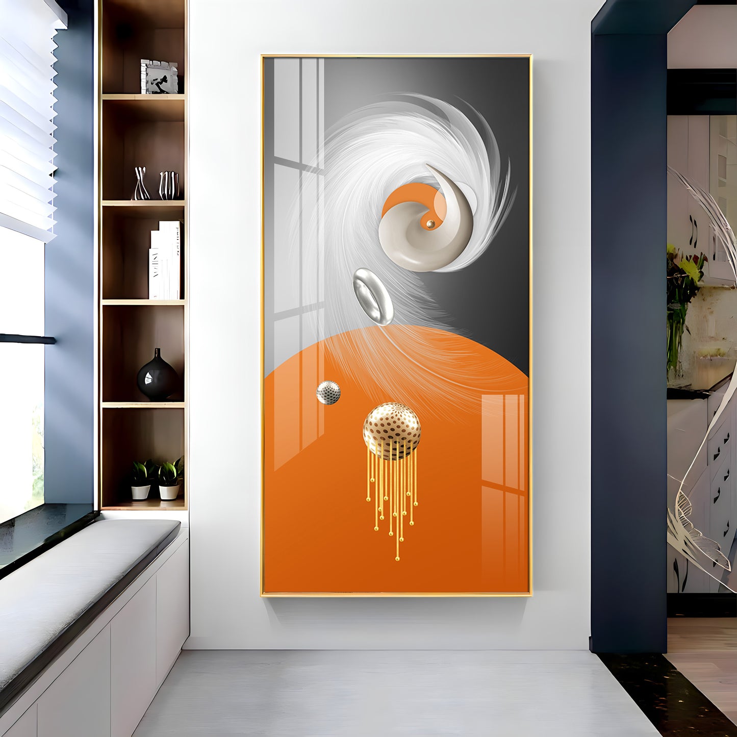 Radiant Fusion Glass Finish Vertical Wall Art