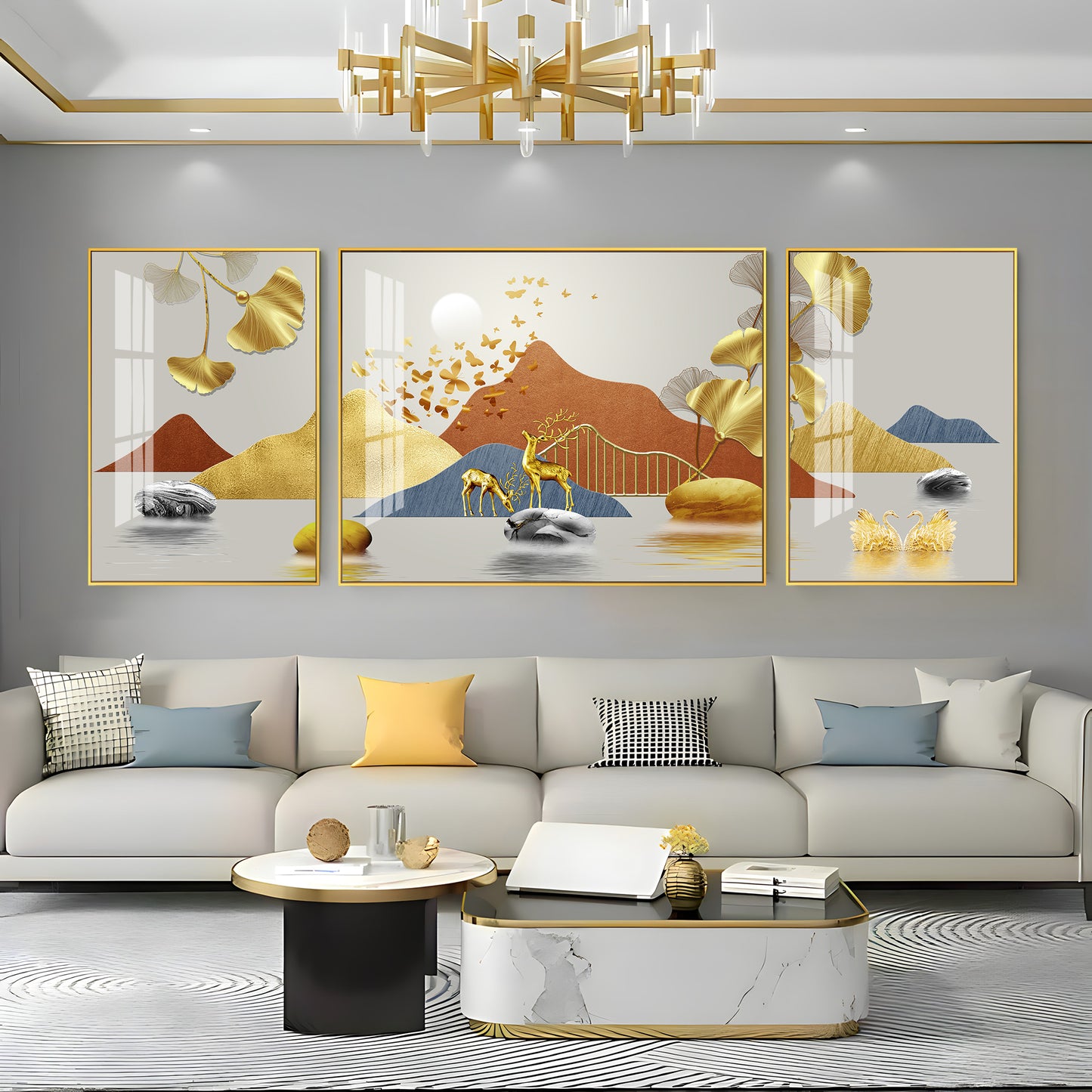 Alpine Harmony Glass Finish Wall Art (Set Of 3)