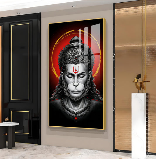 Ram Bhakat Bajarang Bali Glass Finish Vertical Wall Art
