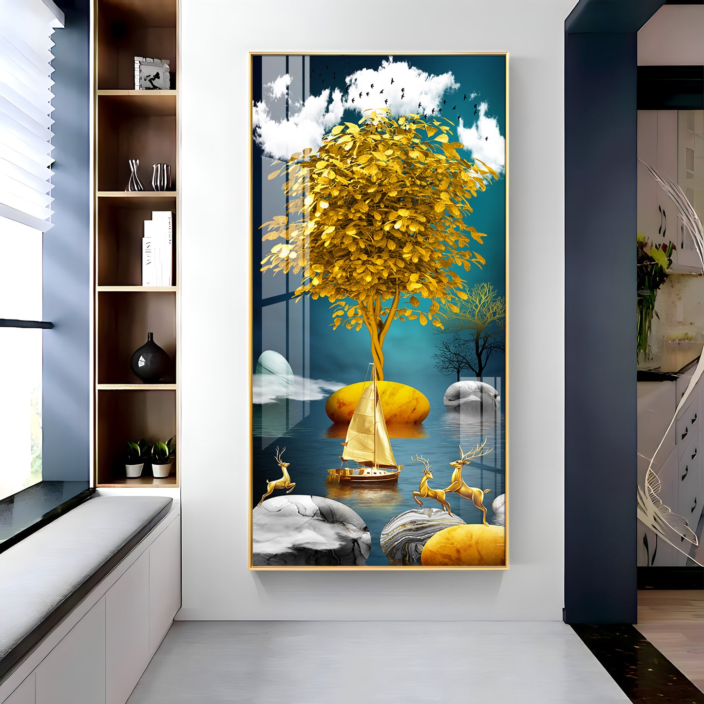 The Living Art Glass Finish Vertical Wall Art