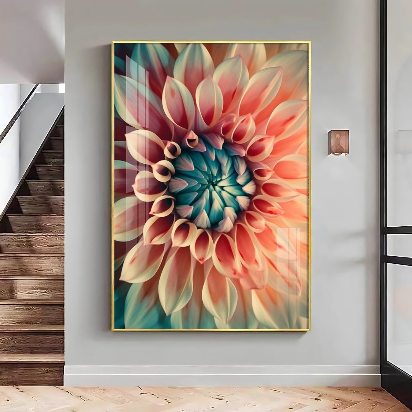 Floral Dreamscape Glass Finish Vertical Wall Art