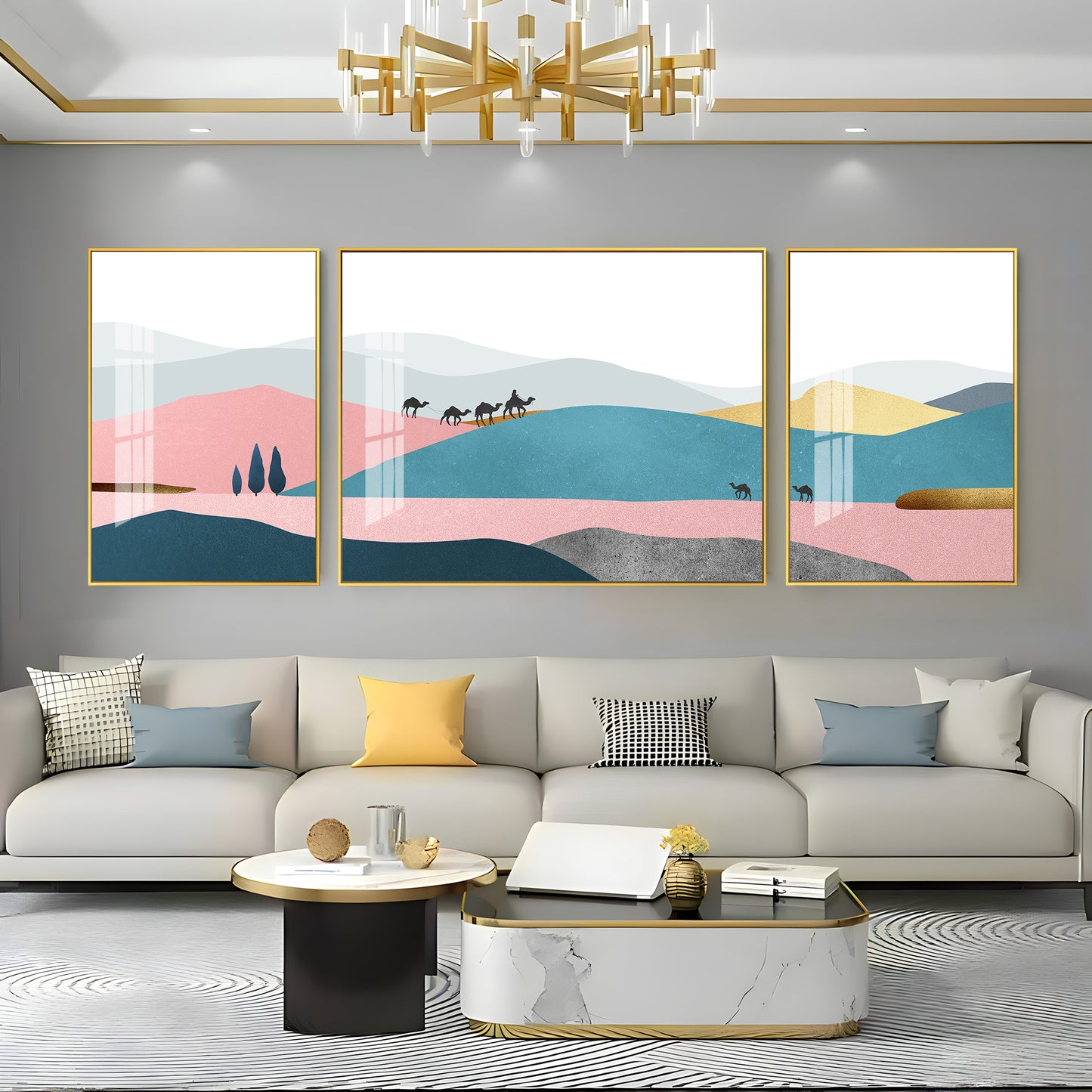 Abstraction of Desert Glass Finish Wall Art (Set Of 3)