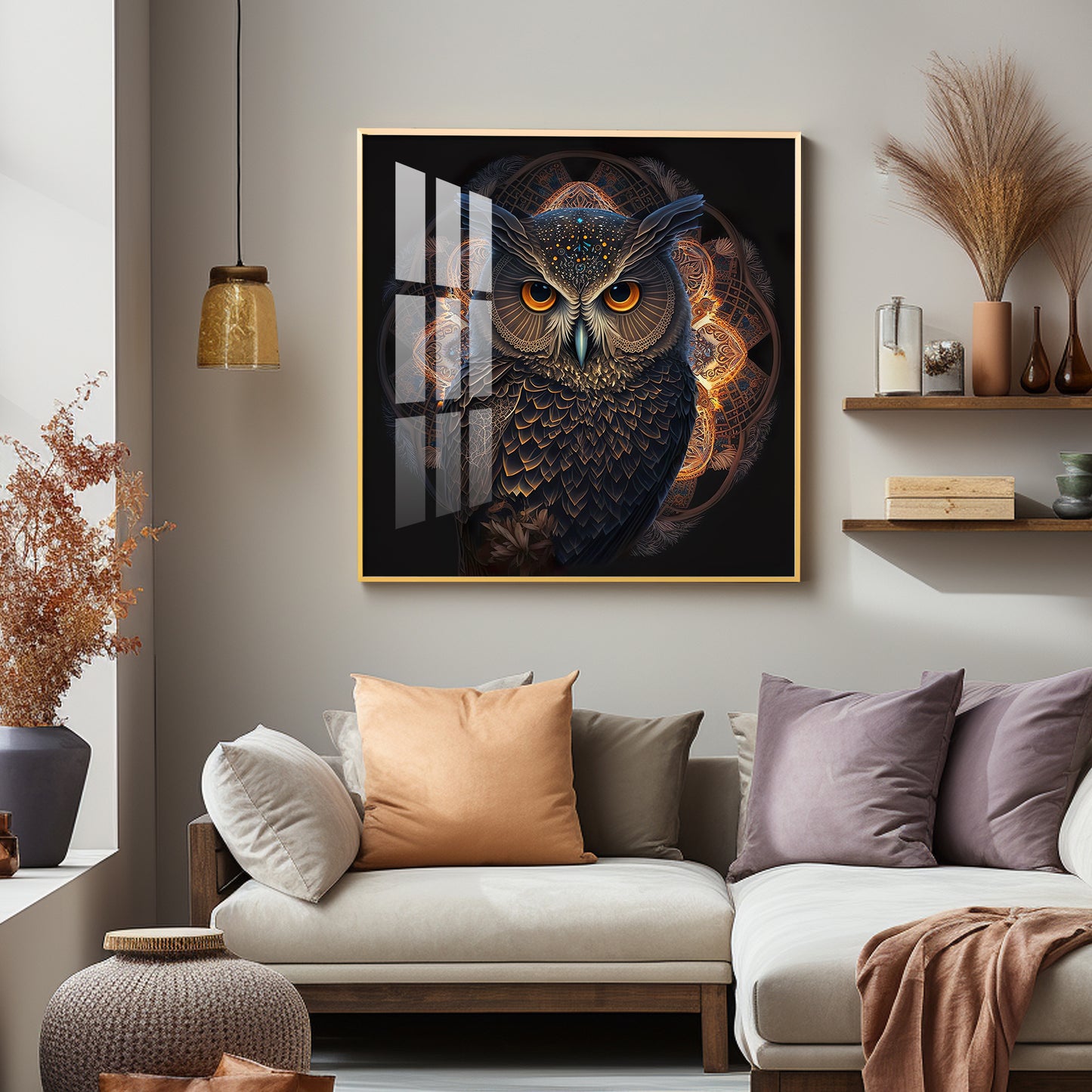 Enchanted Owl Glass Finish Square Wall Art