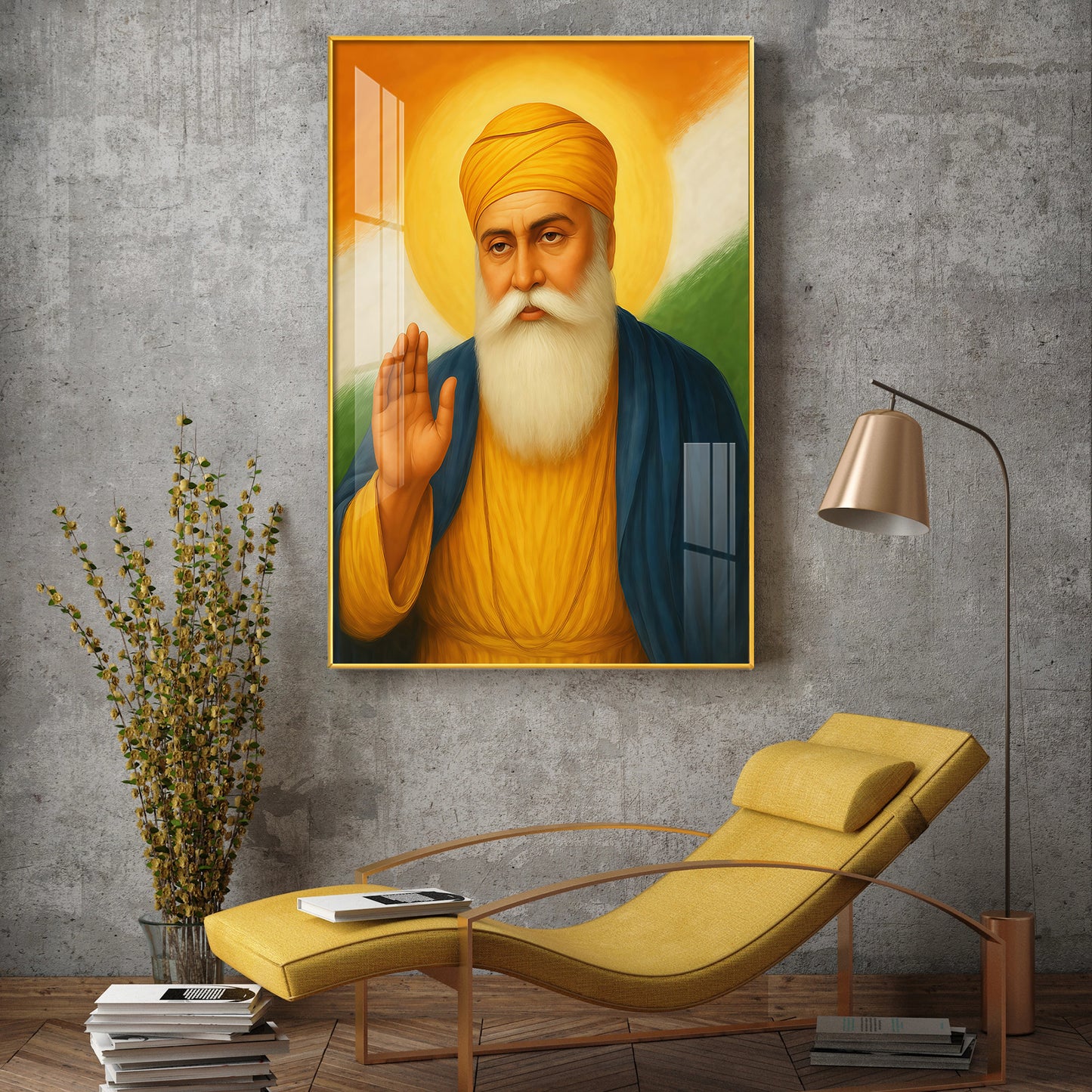 Guru Nanak Dev Ji Glass Finish Vertical Wall Art