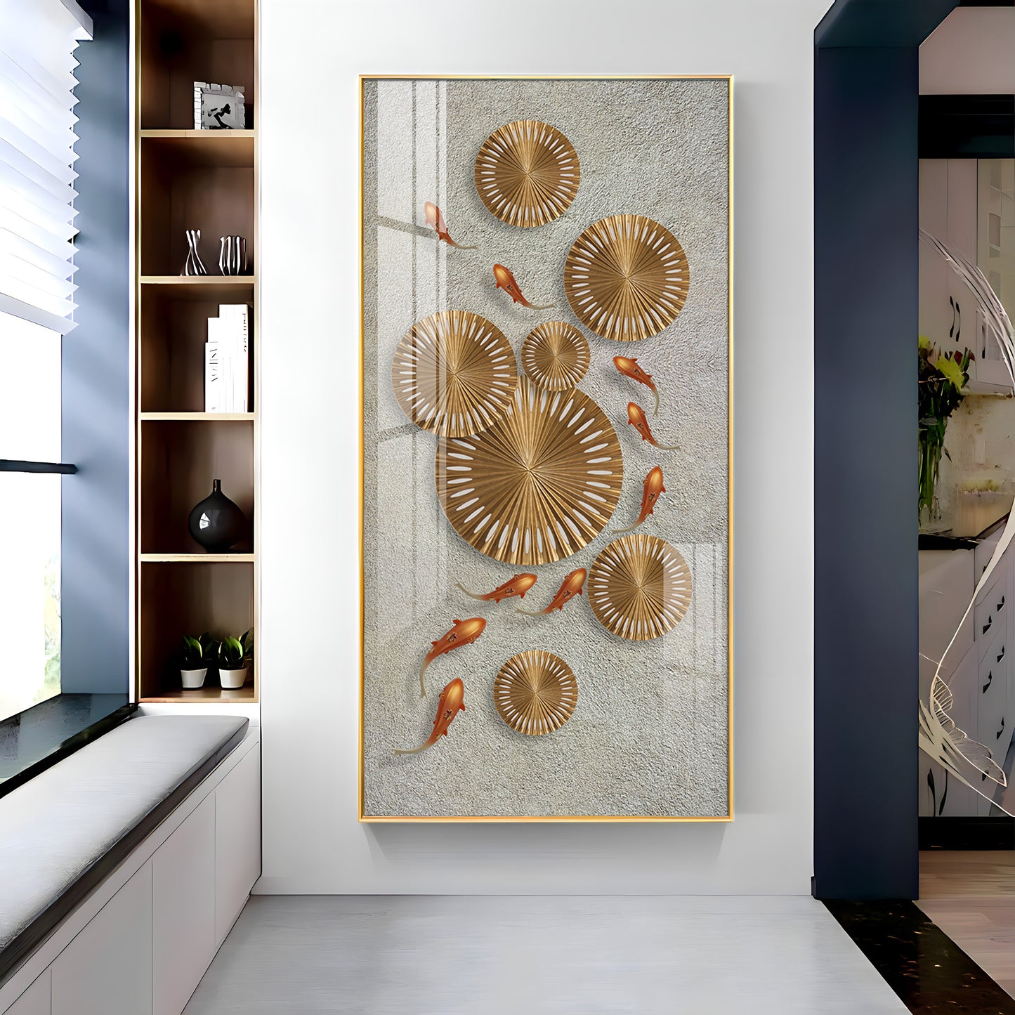 Modern Art Frame Glass Finish Vertical Wall Art