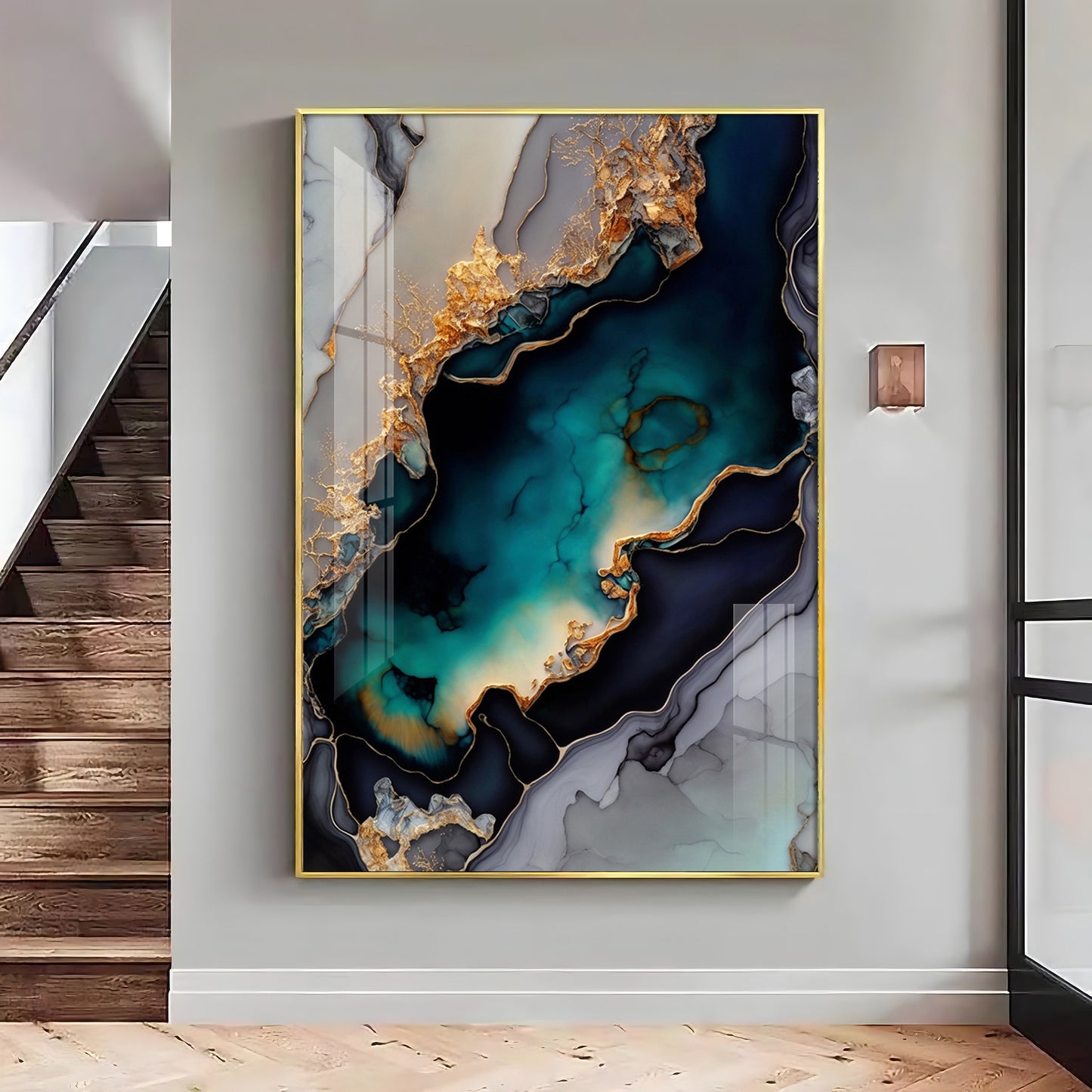 Mystic Waves Glass Finish Vertical Wall Art