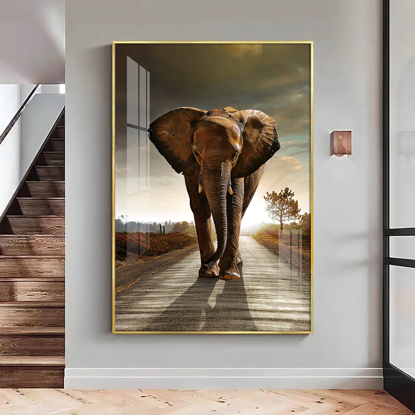 Urban Safari Living Room Adventure Glass Finish Vertical Wall Art