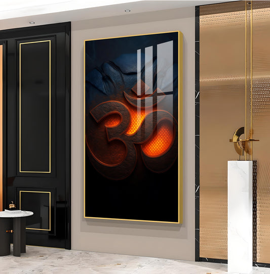Divine Ohm Glass Finish Vertical Wall Art