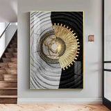 Golden Elegance Glass Finish Vertical Wall Art