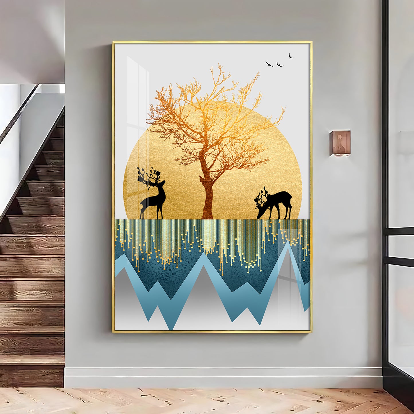 Mountain Whispers Glass Finish Vertical Wall Art