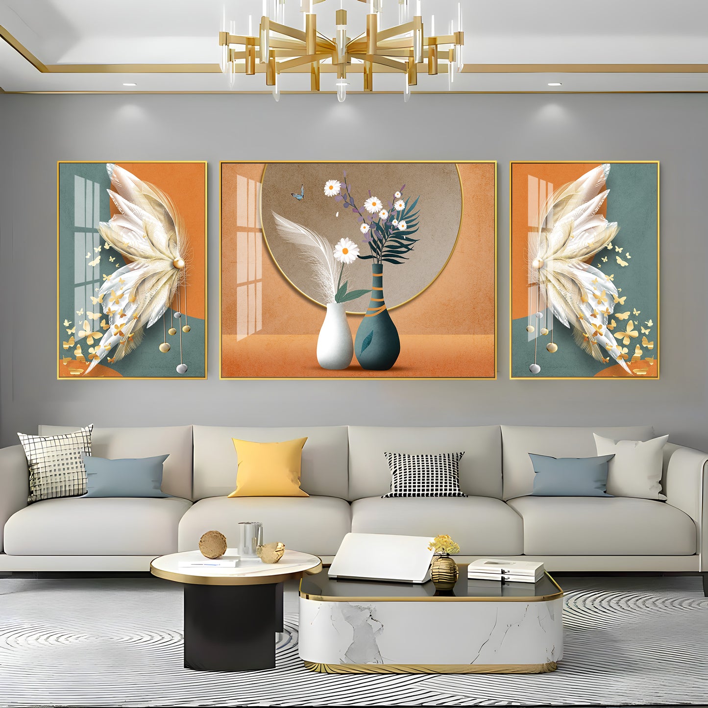 Vase of Blooms Glass Finish Wall Art (Set Of 3)