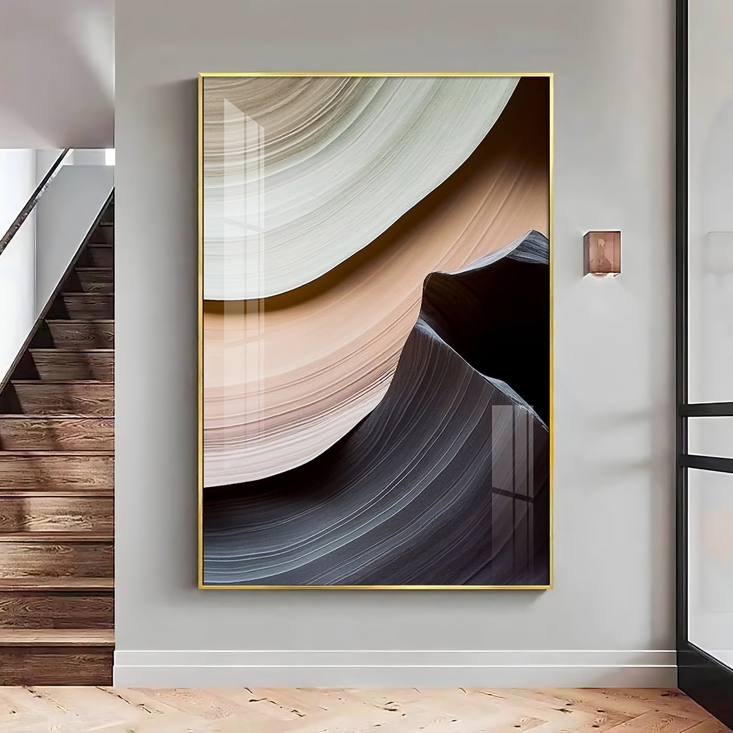 Fluid Horizons Glass Finish Vertical Wall Art