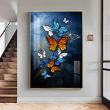 Symphony of Butterflies Glass Finish Vertical Wall Art