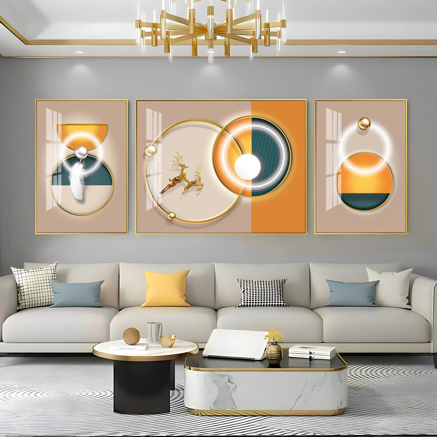 Jumping Towards Light Glass Finish Wall Art (Set Of 3)