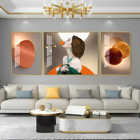 Urban Elegance Glass Finish Wall Art (Set Of 3)