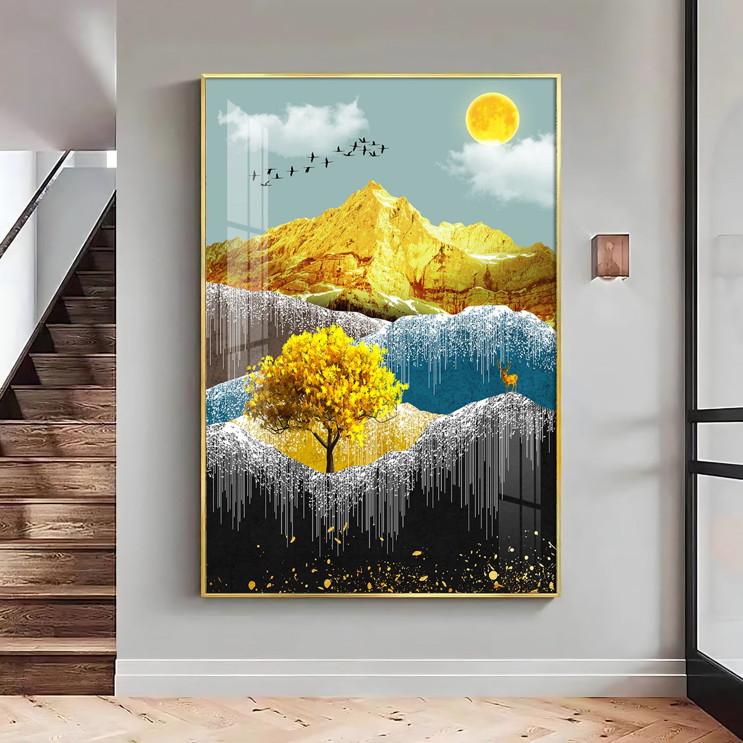 Nature's Embrace Glass Finish Vertical Wall Art