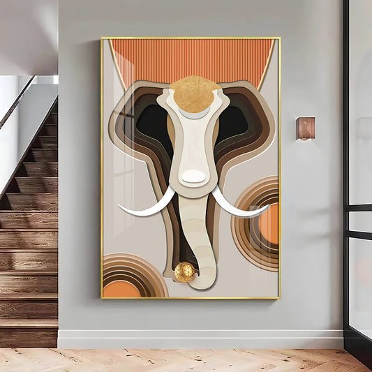 Elephantine Elegance Glass Finish Vertical  Wall Art