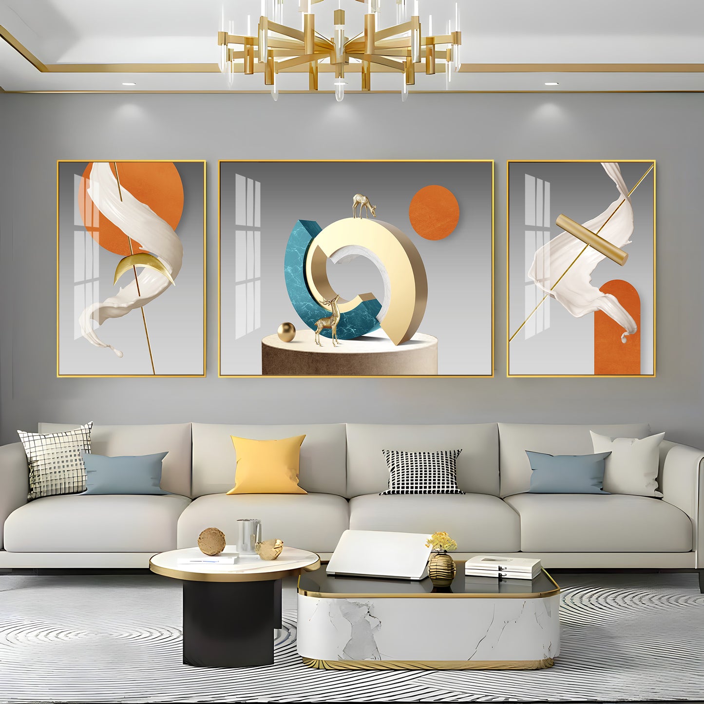 Vivid Abstract Glass Finish Wall Art (Set Of 3)