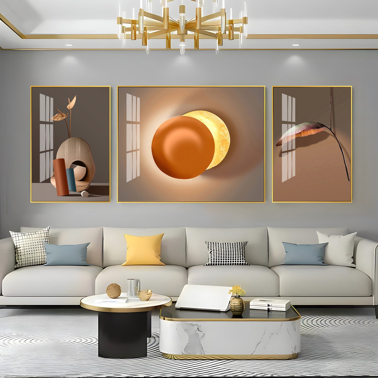 Serenity Set Glass Finish Wall Art (Set Of 3)