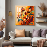 Warmth in Bloom Glass Finish Square Wall Art