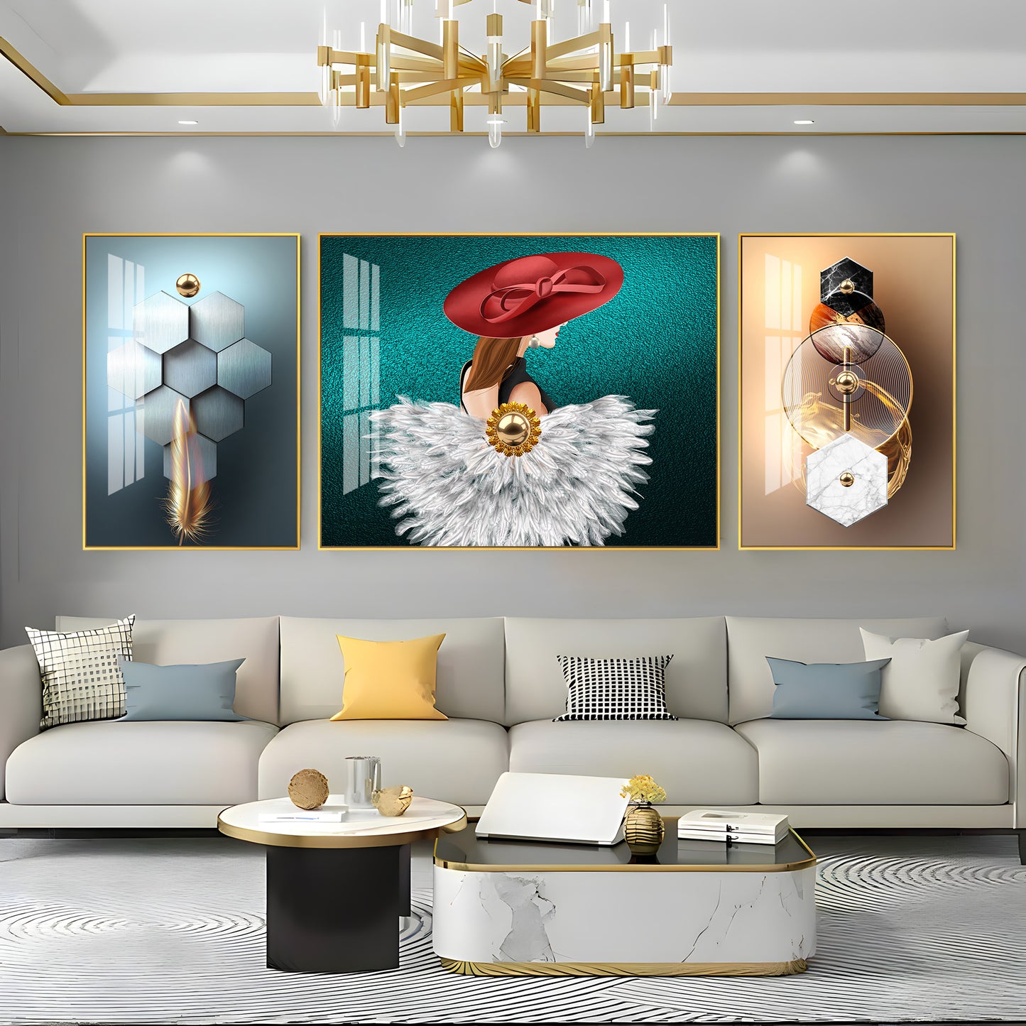 Retreat Abstract Glass Finish Wall Art (Set Of 3)