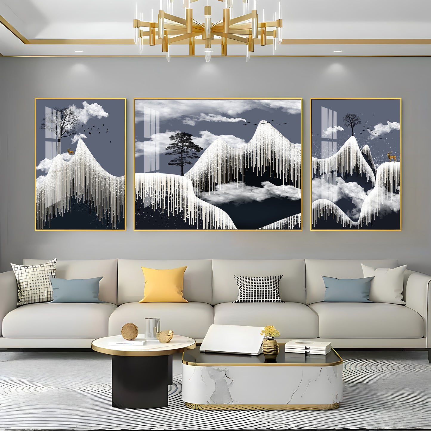 Alpine Dreamscape Glass Finish Wall Art (Set Of 3)