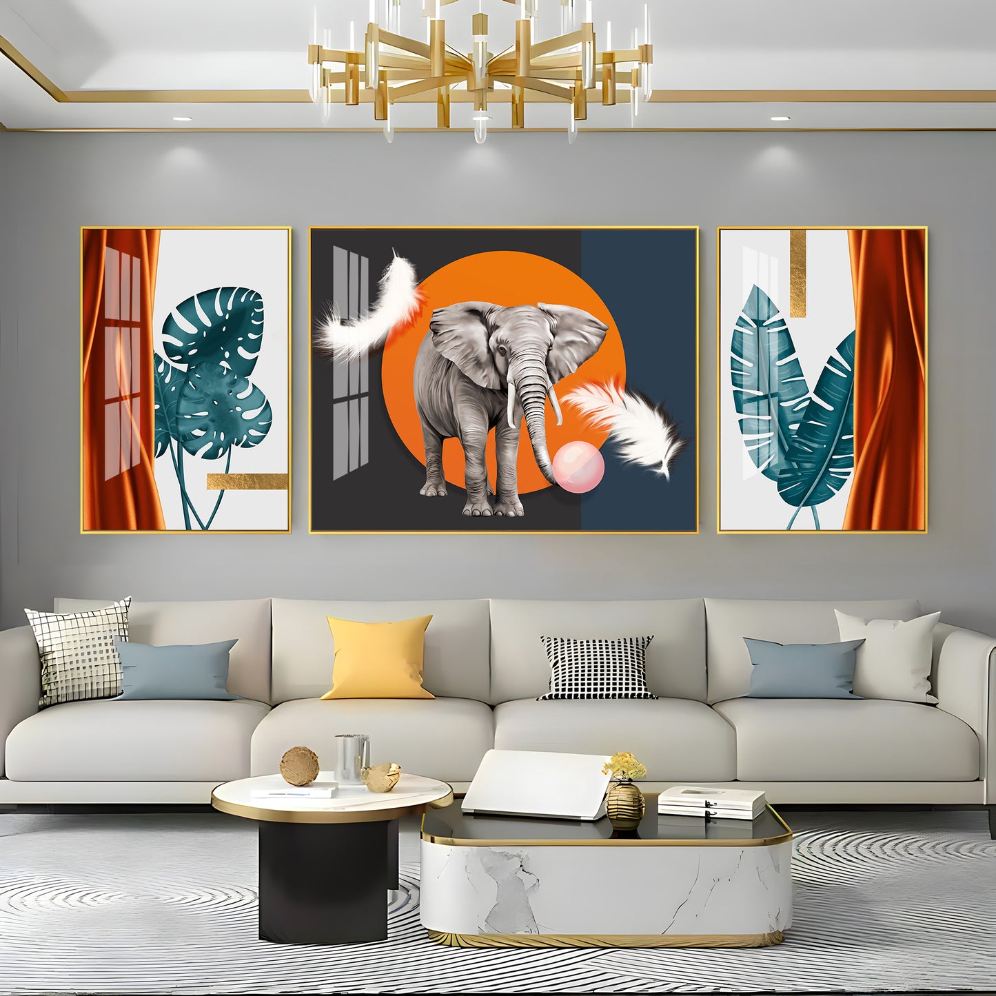 Alpha Aura Glass Finish Wall Art (Set Of 3)