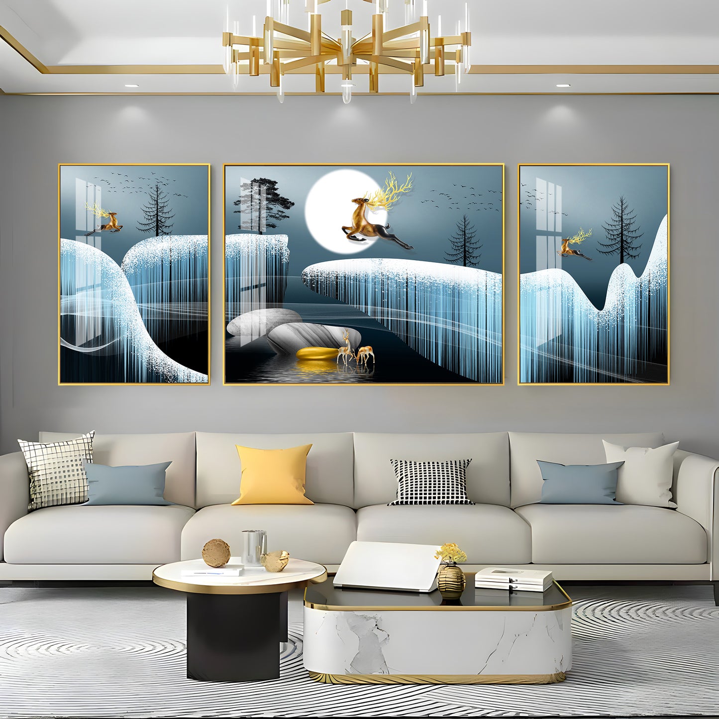 Snowy Haven Glass Finish Wall Art (Set Of 3)
