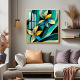 Shaded Contemporary Bloom Glass Finish Square Wall Art