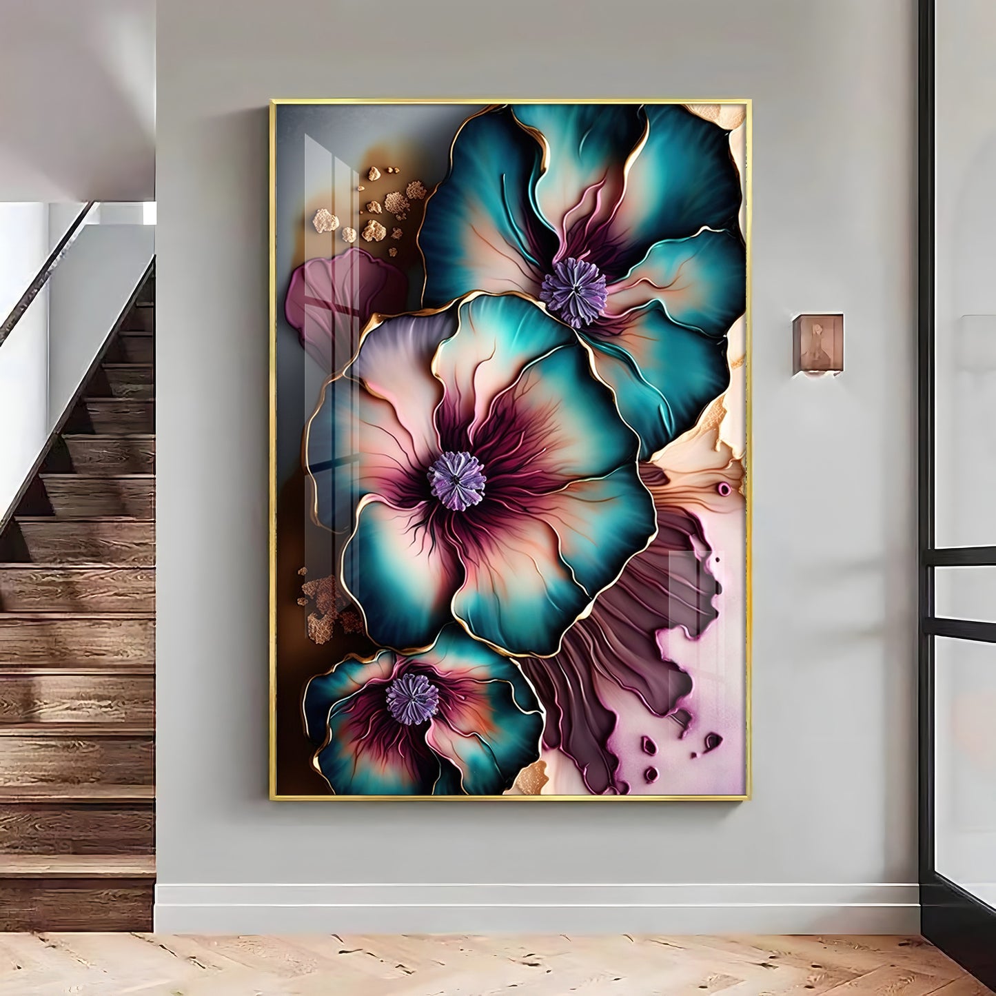 Elysian Blooms Glass Finish Vertical Wall Art