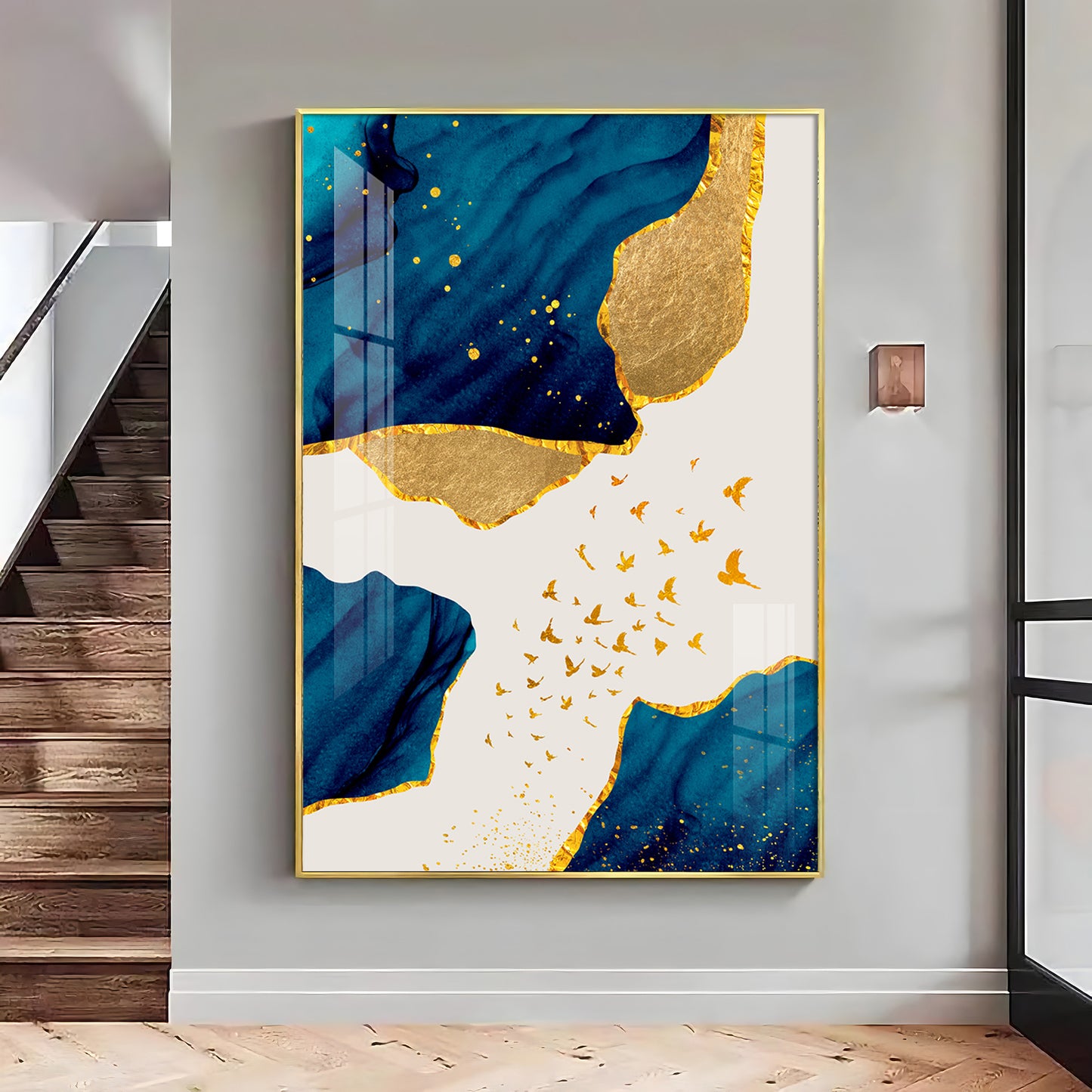 Luxe Harmony Abstracts Glass Finish Vertical Wall Art