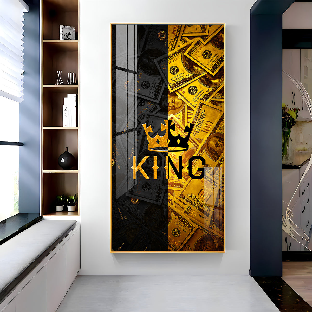 King Motivational Glass Finish Vertical Wall Art