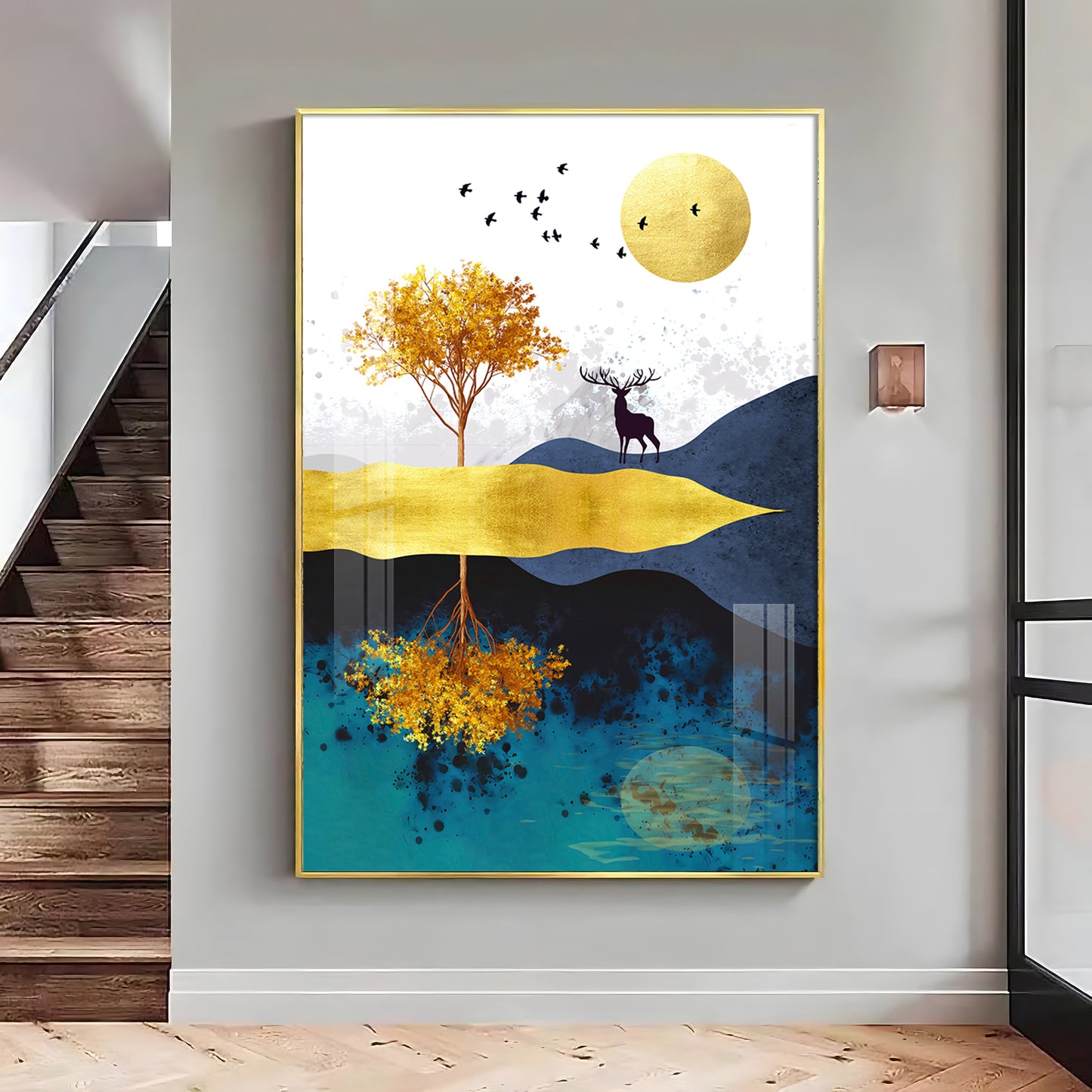 Urban Antler Artistry Glass Finish Vertical Wall Art