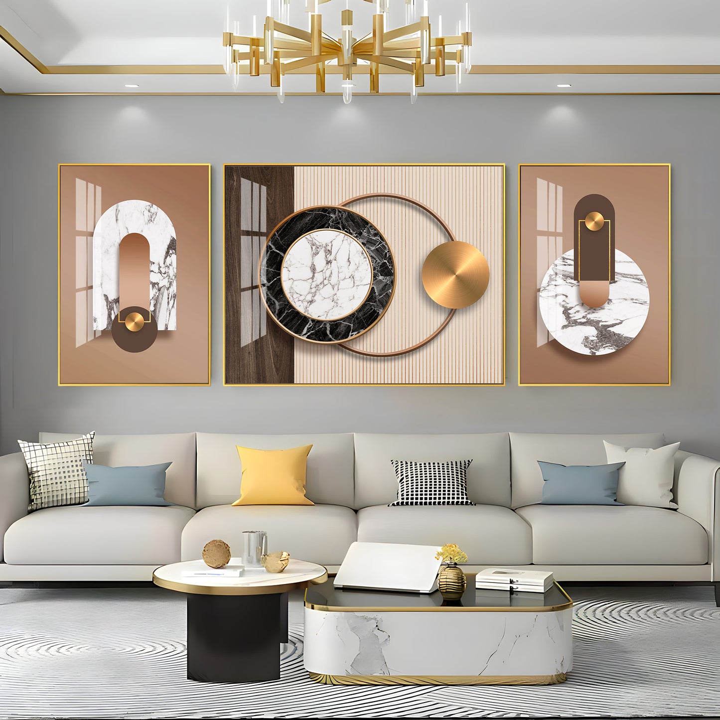 Brownstone Glamour Glass Finish Wall Art (Set Of 3)