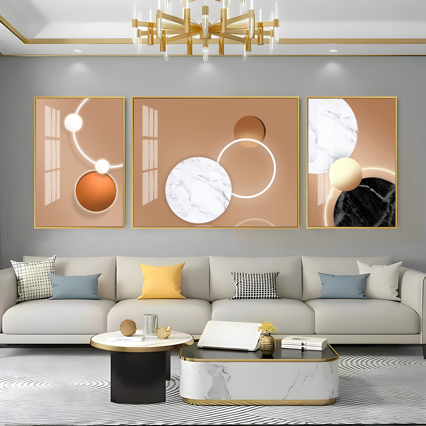 Art Ensemble Glass Finish Wall Art (Set Of 3)