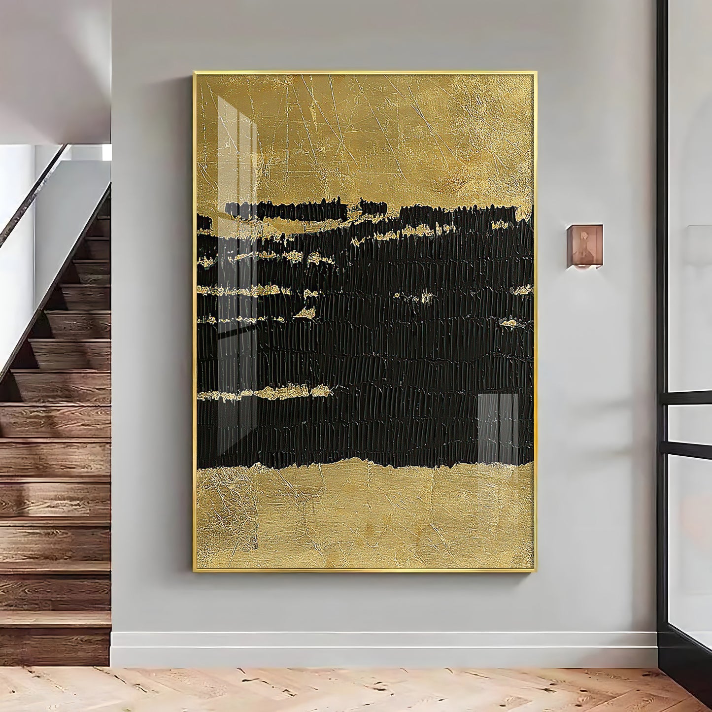 Midnight Elegance Glass Finish Vertical Wall Art
