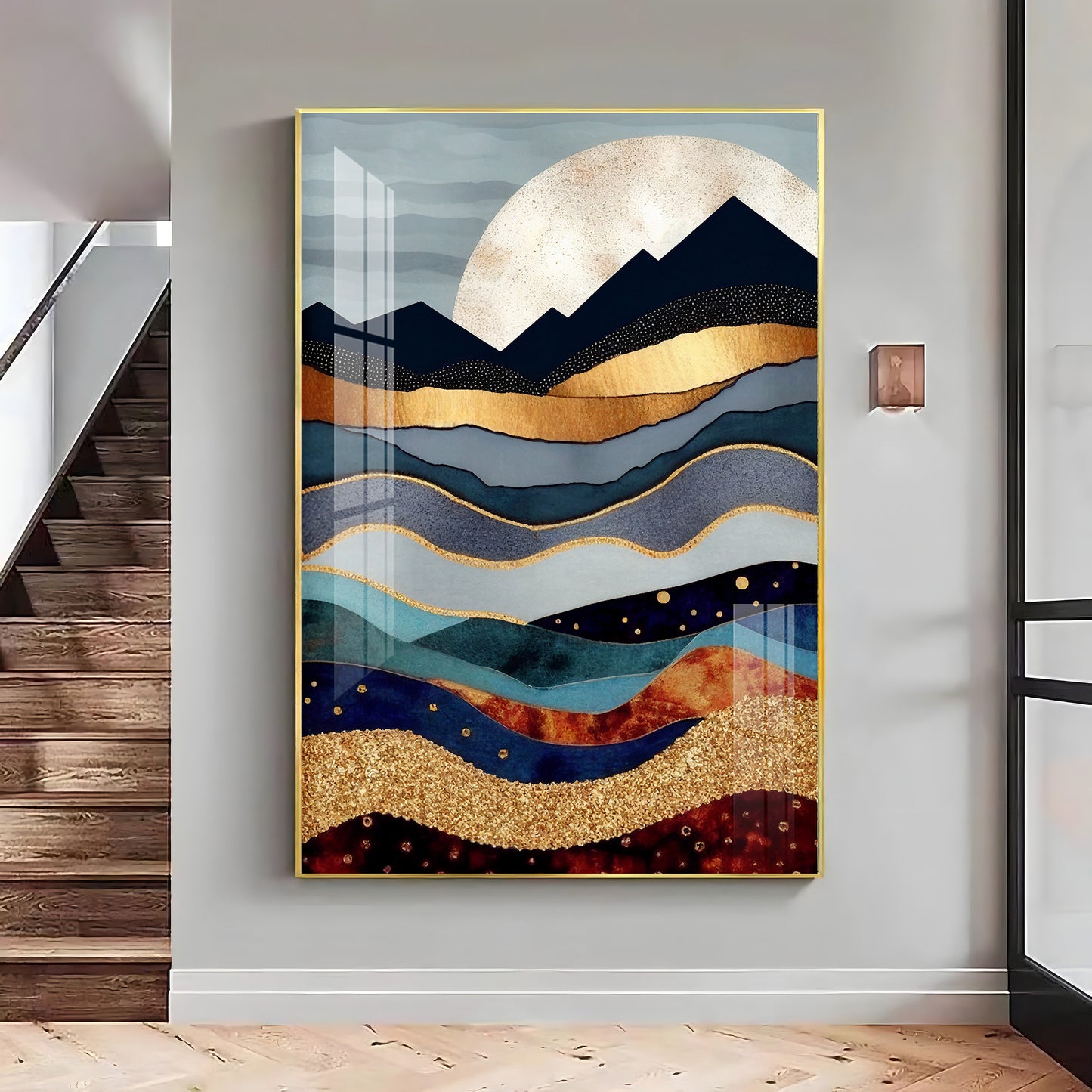 Mountain Peaks Glass Finish Veritcal Wall Art